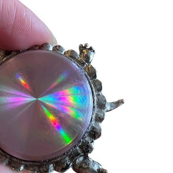 Vintage Hologram Turtle Brooch Silver Tone Holographic - Picture 8 of 8